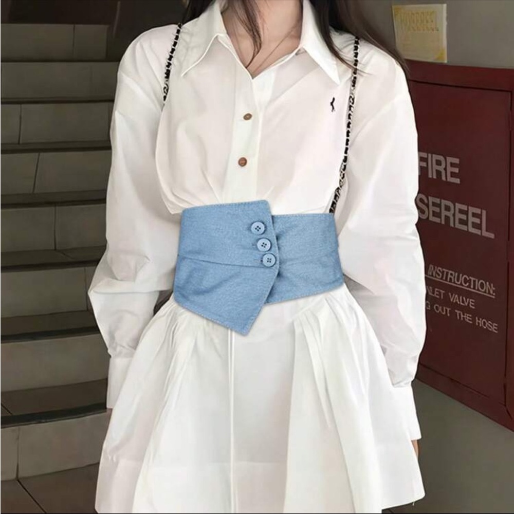 Wide Corset Assymetrical Belt in Blue